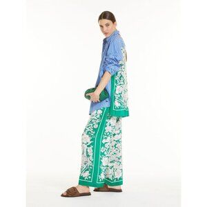 WEEKEND MAXMARA Lappole Poplin Silk Scarf Print Relaxed Button-Up Shirt, Size 2